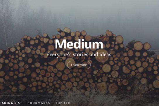 Medium.com Homepage + Unsplash